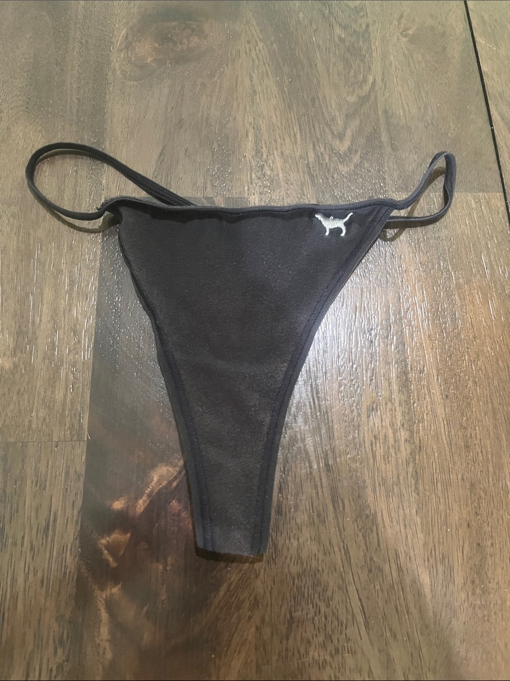 Rare PINK Victoria's Secret Y2K black silver dog thong panties size large 11 05
